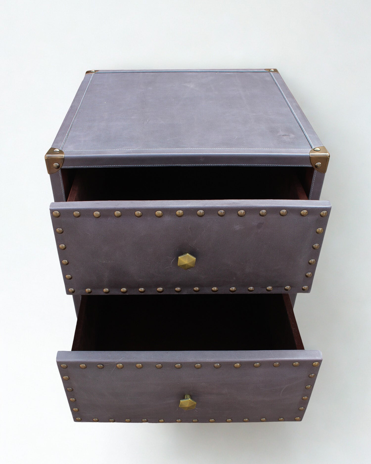 BROOKLYN - TWO DRAWER LEATHER SIDE TABLE