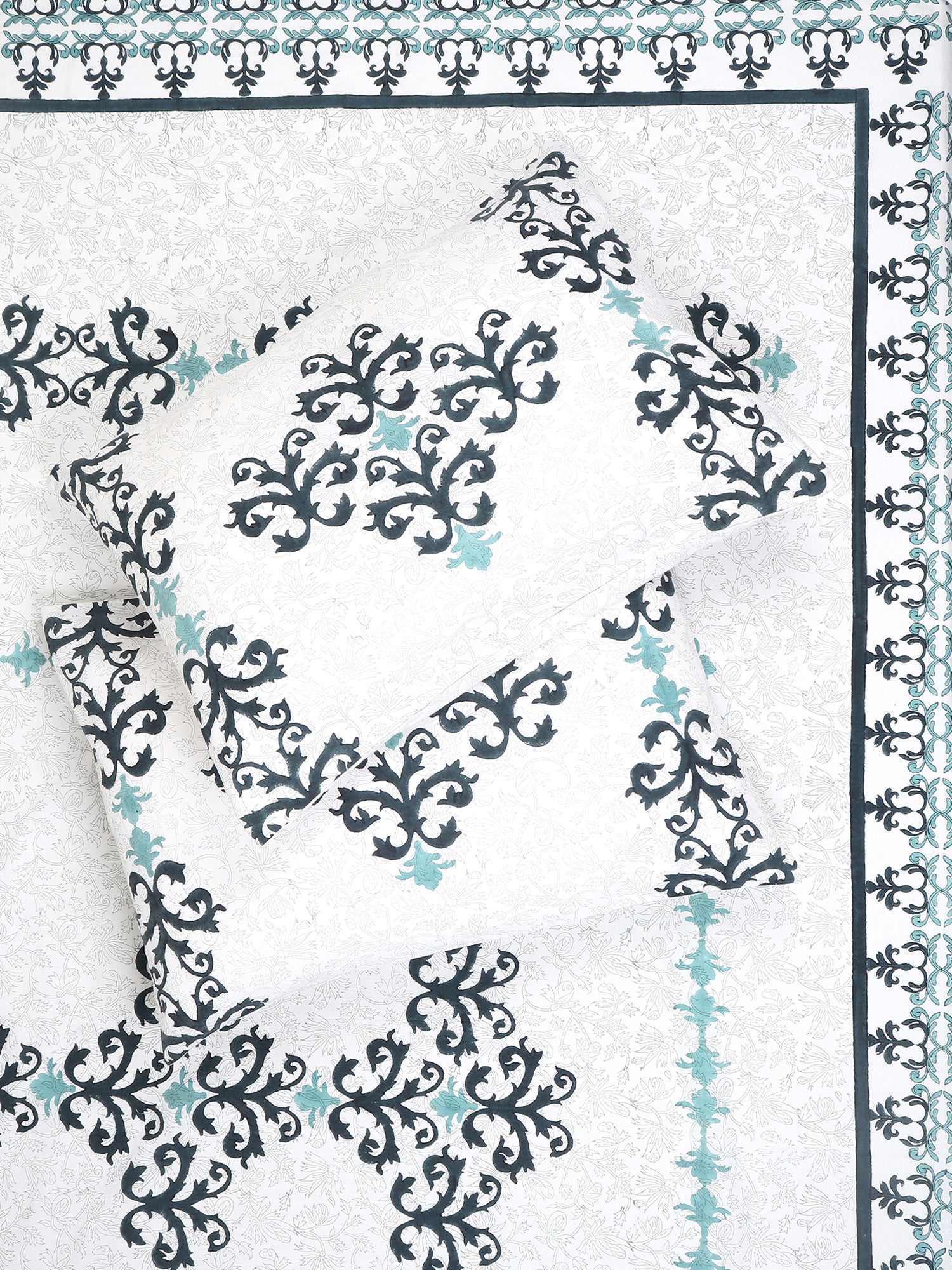 SLUMBERA COTTON PRINTED DOUBLE BEDSHEET WITH PILLOW