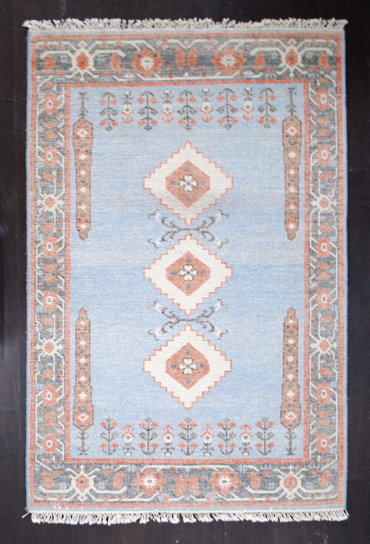 Reverse of the Nilgiri hand-knotted rug, the full design knotted through to the back, Art Avenue