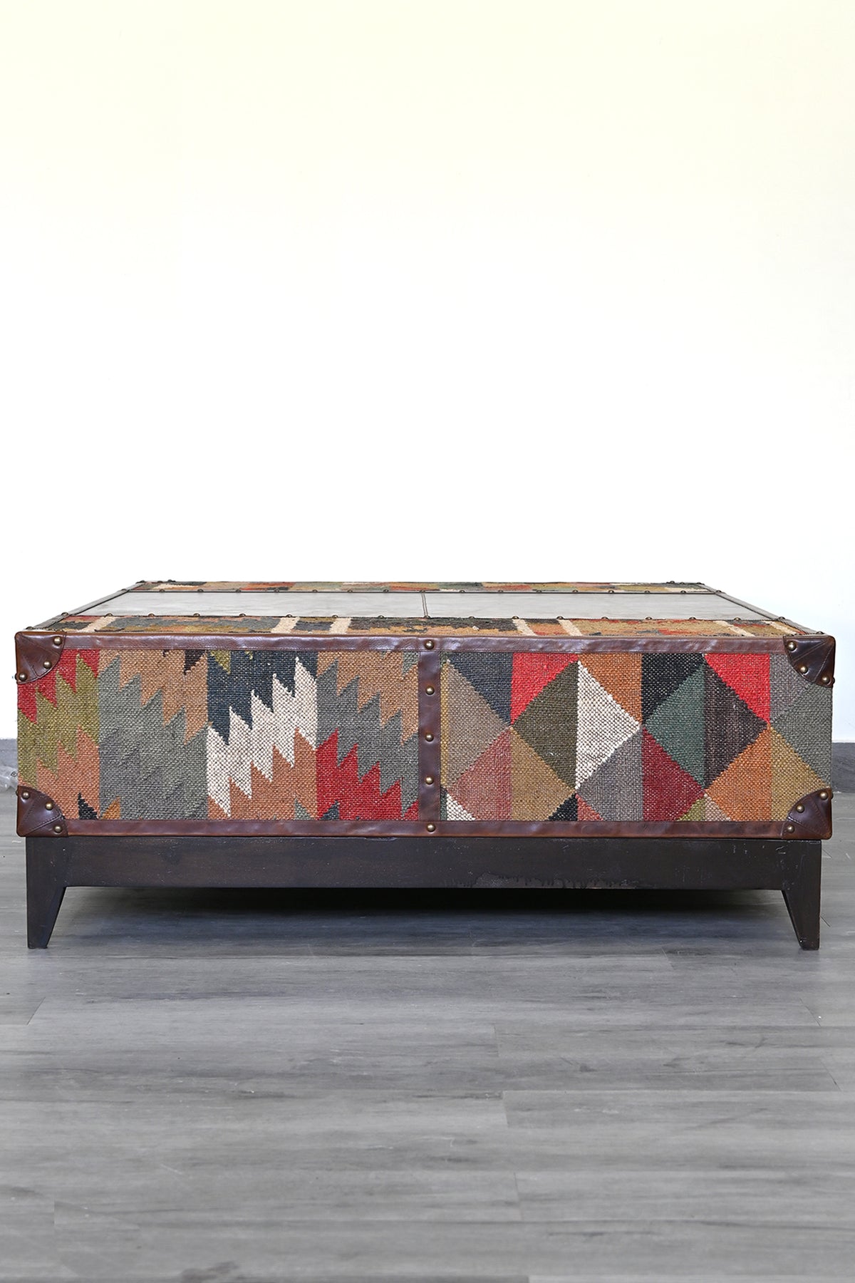 Chandigarh kilim coffee table by Art Avenue, handwoven kilim and wood — image 17 of 22