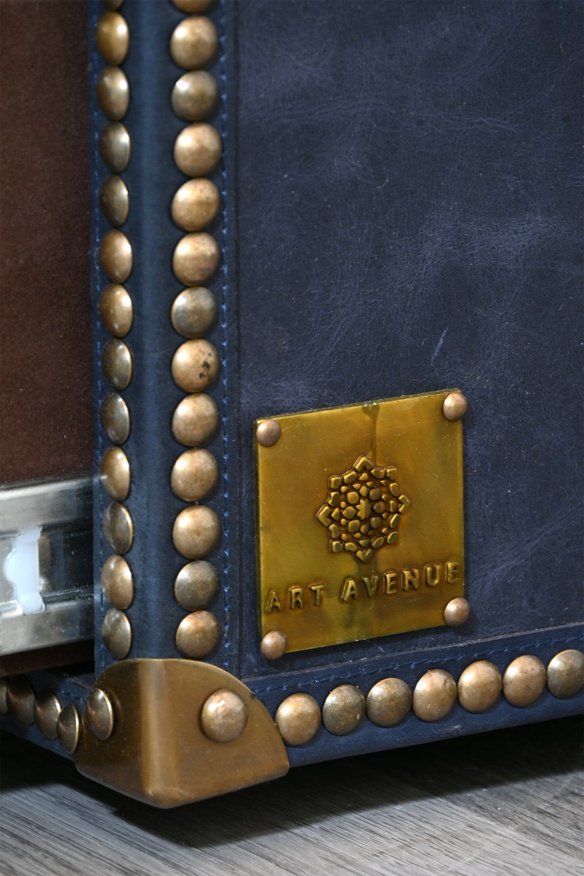 Samode studded leather bedside chest