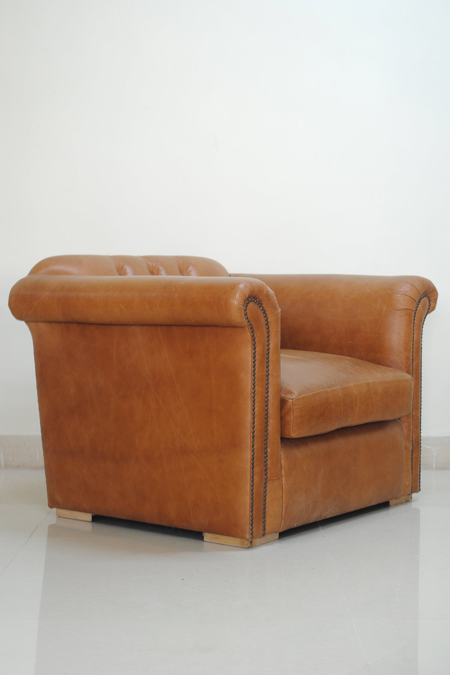 ARBOR LEATHER WING BACK ARM CHAIR