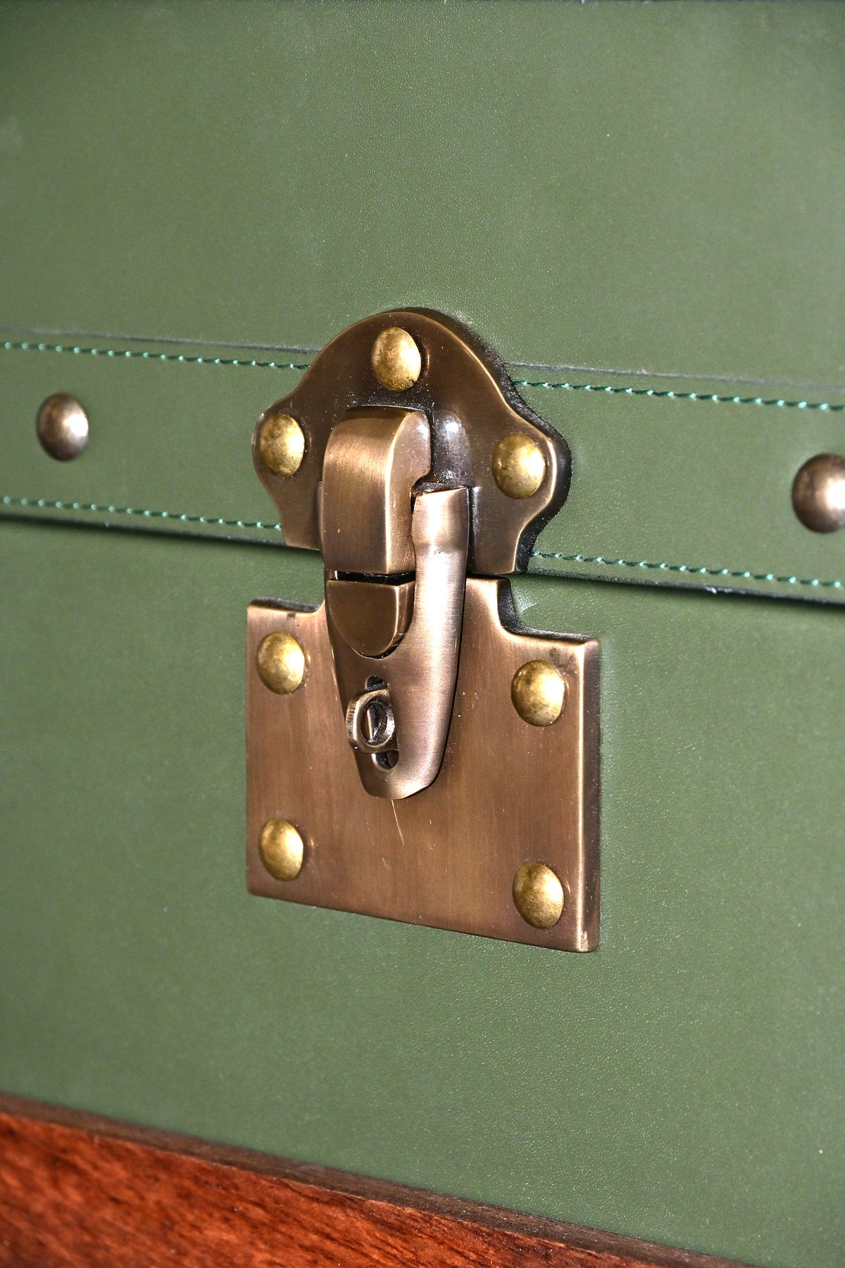 Macro of the antique brass hasp with lock loop — Art Avenue