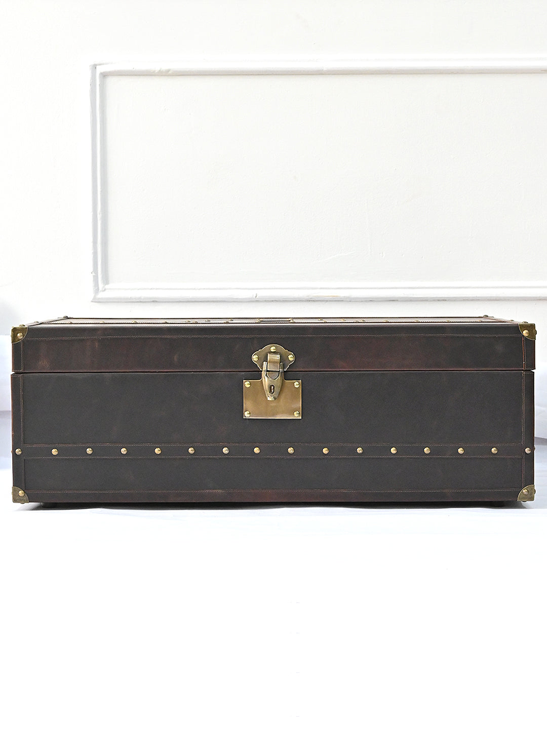 Jaisalmer Campaign Trunk — handcrafted leather storage trunk by Art Avenue