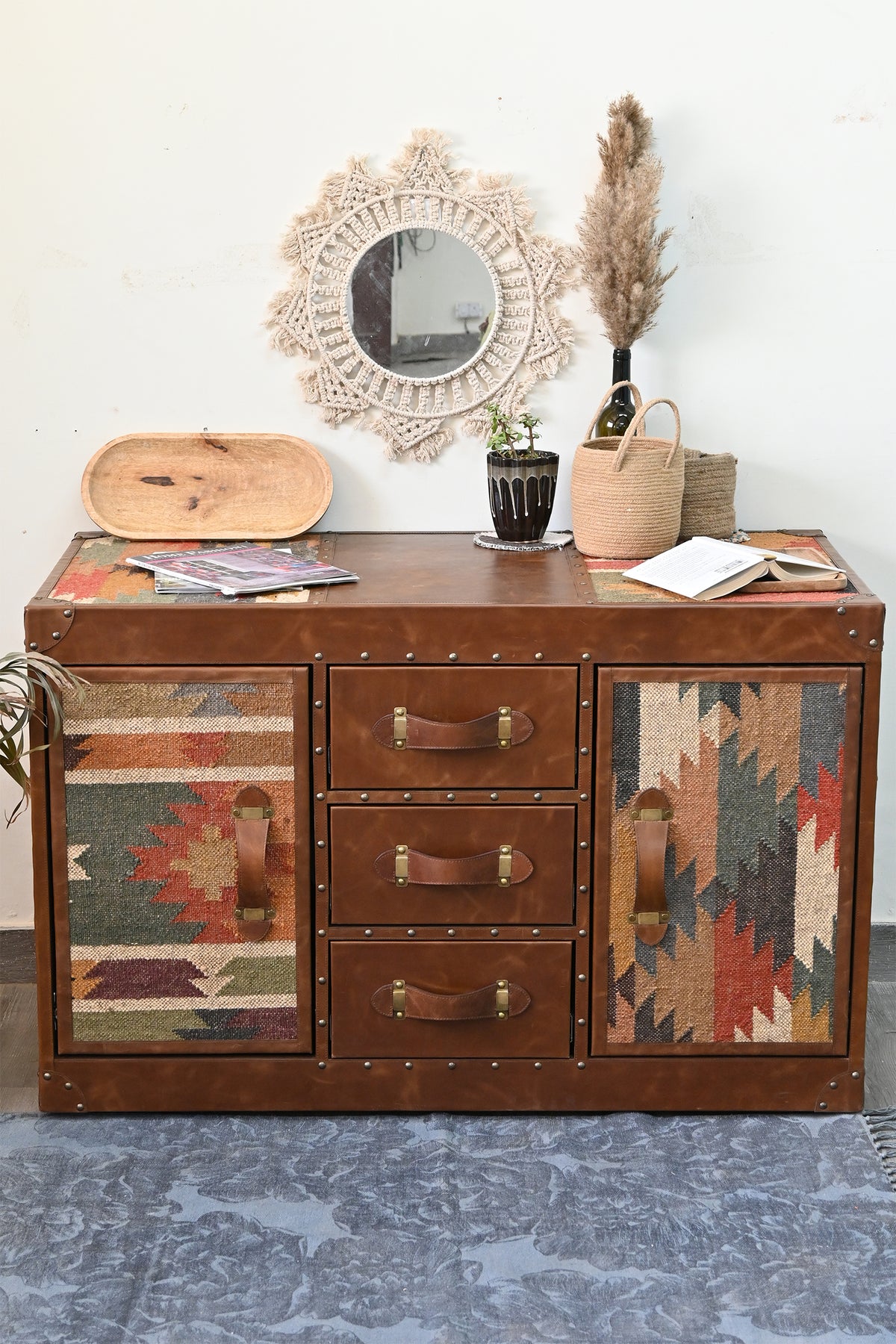 Rohet Kilim & Leather Sideboard