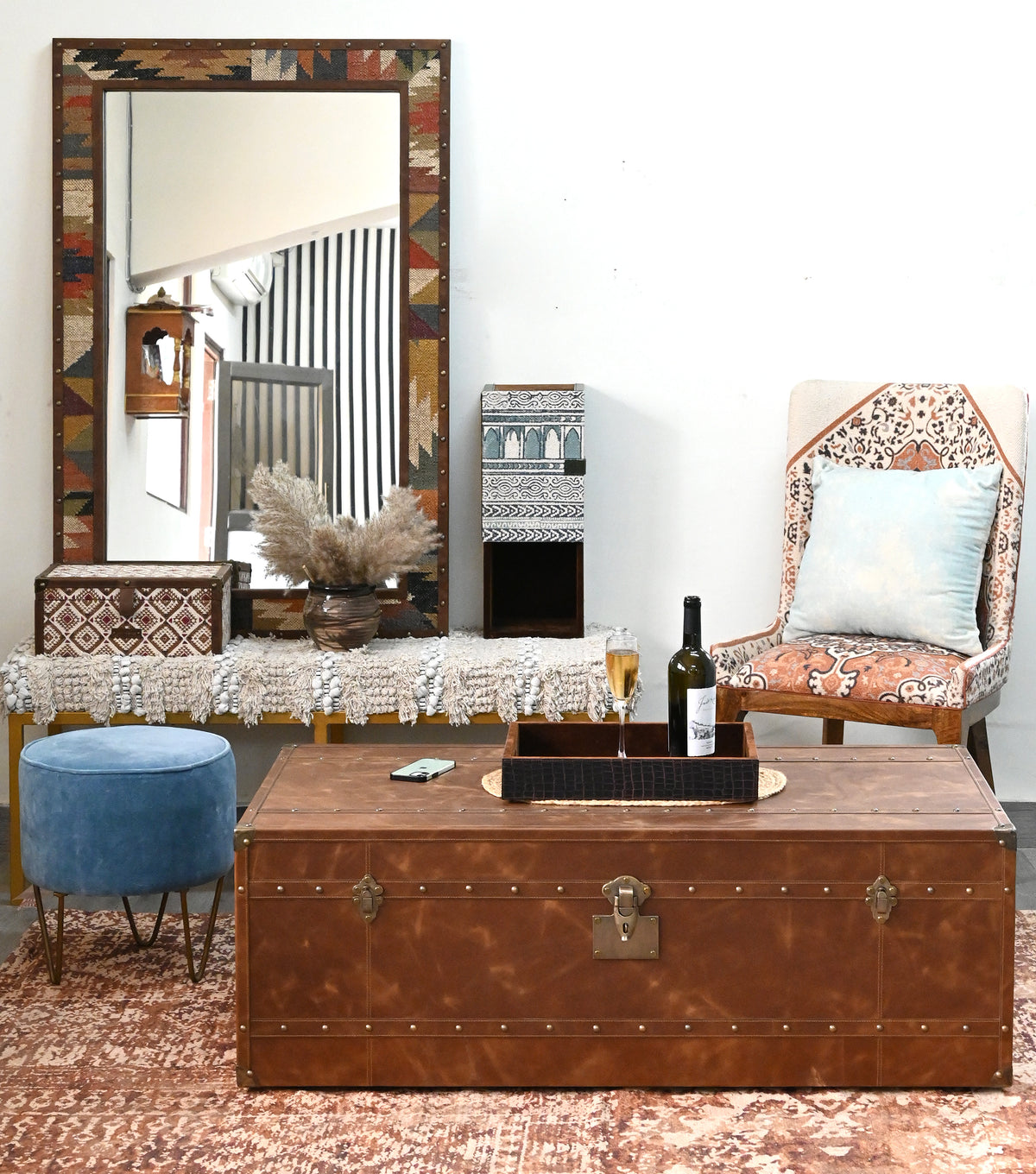 Nagaur leather trunk coffee table by Art Avenue, made to order — image 12 of 12
