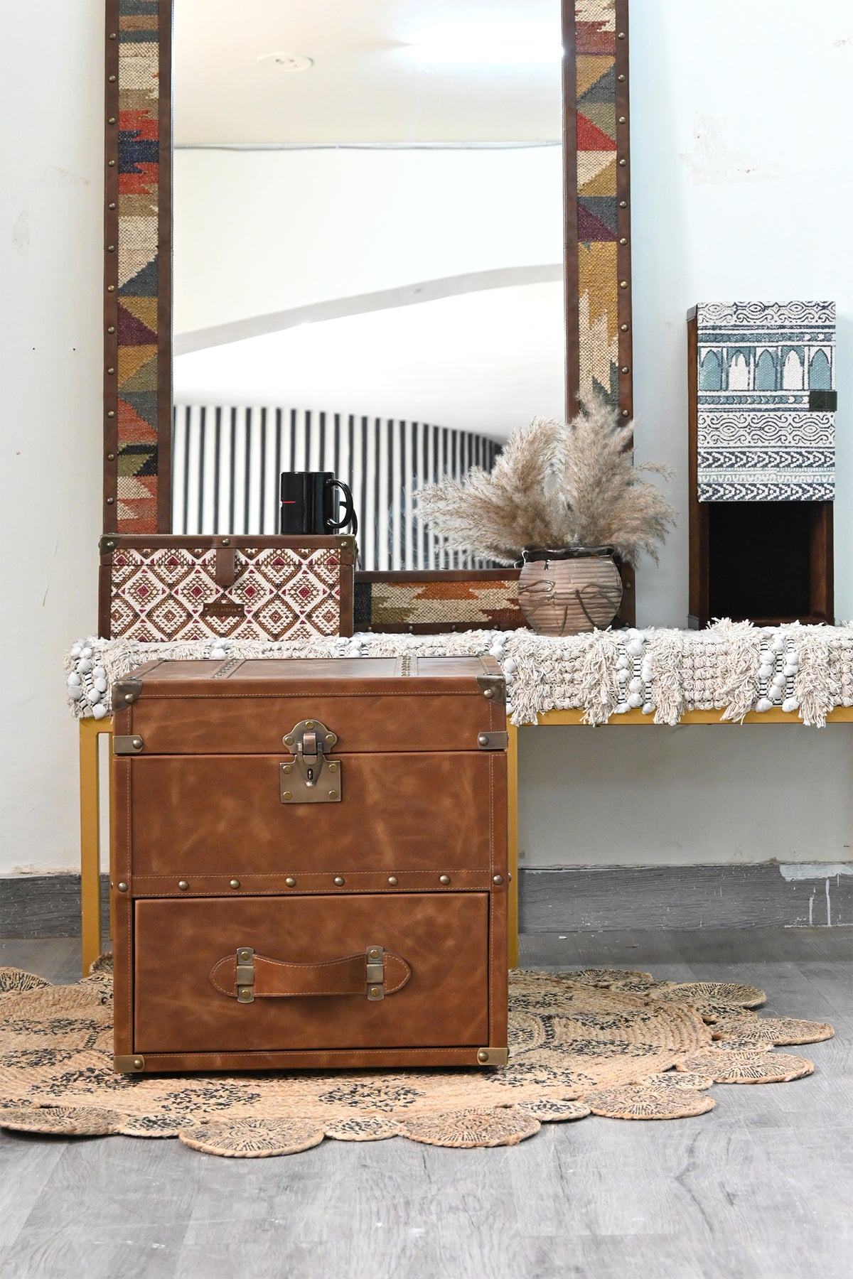 Morbagh leather trunk side table by Art Avenue, made to order — image 3 of 14