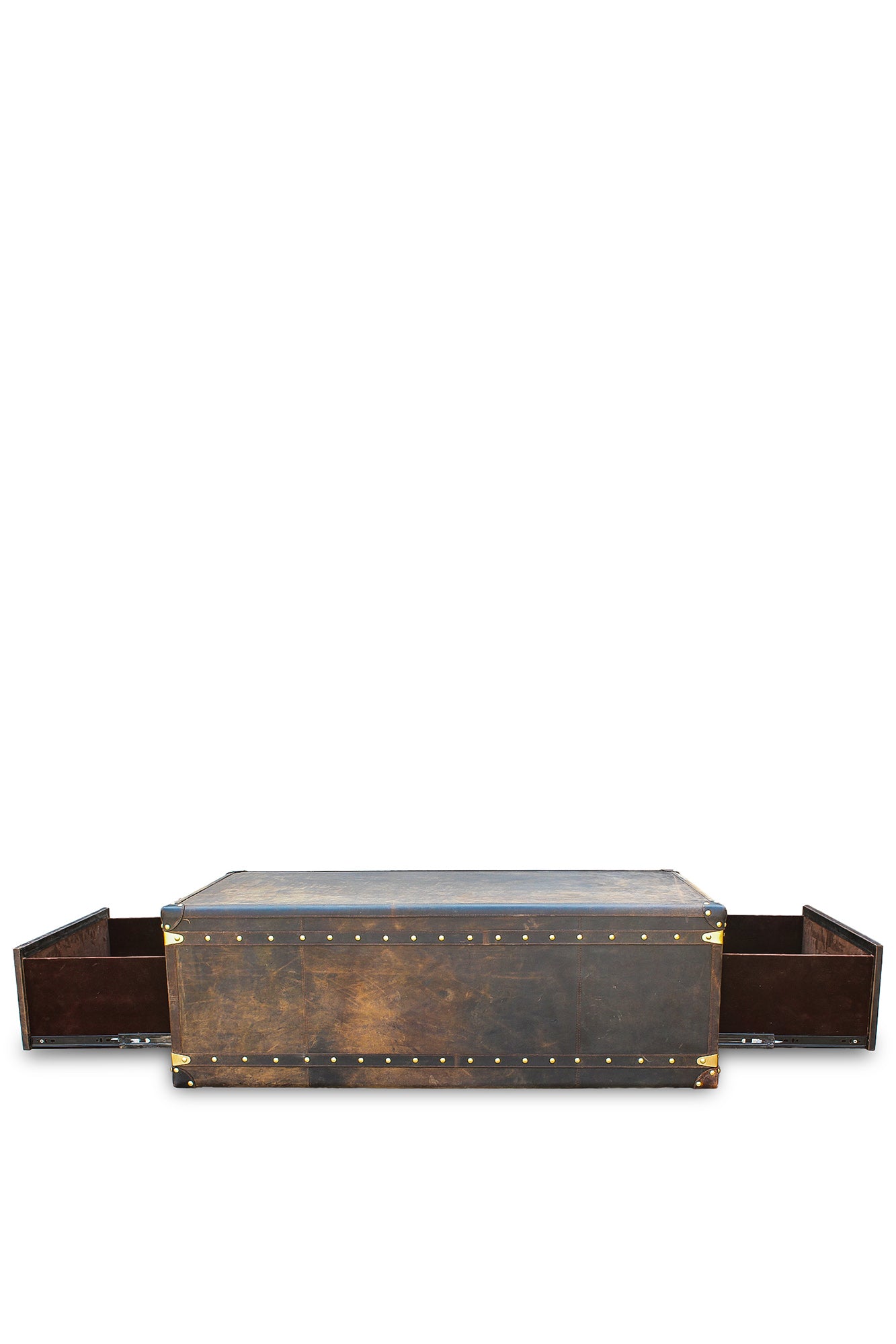 VINTAGE COFFEE TABLE IN LEATHER WITH TWO DRAWERS - ART AVENUE