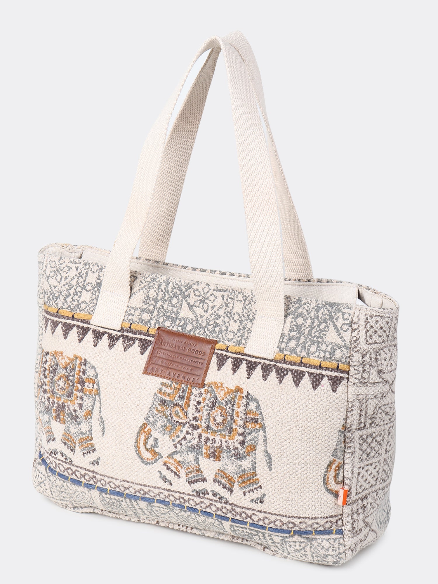 AURIELLE - BLOCK PRINTED COTTON TOTE BAG