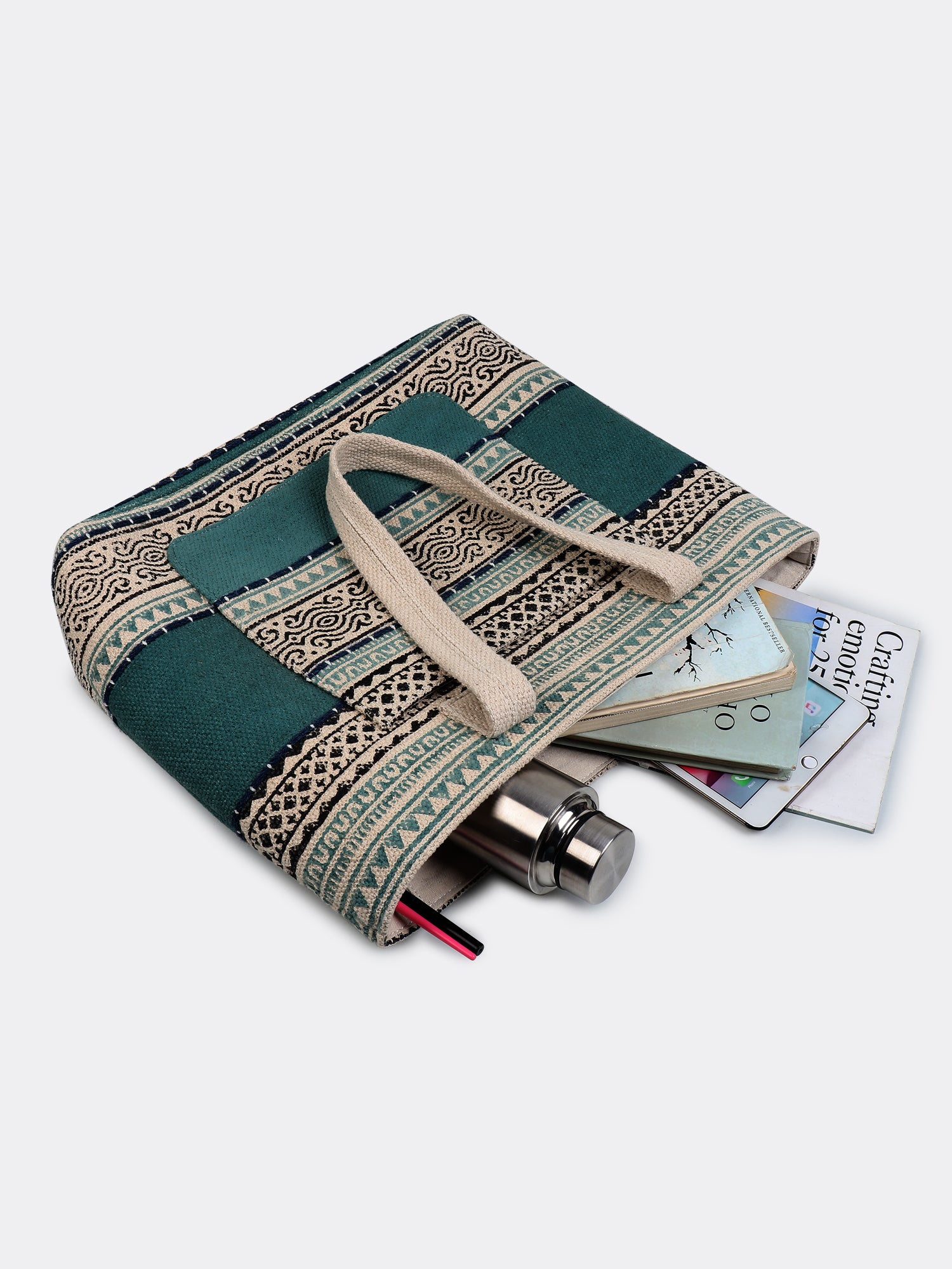 SUSAN - HAND BLOCK COTTON PRINTED TOTE BAG