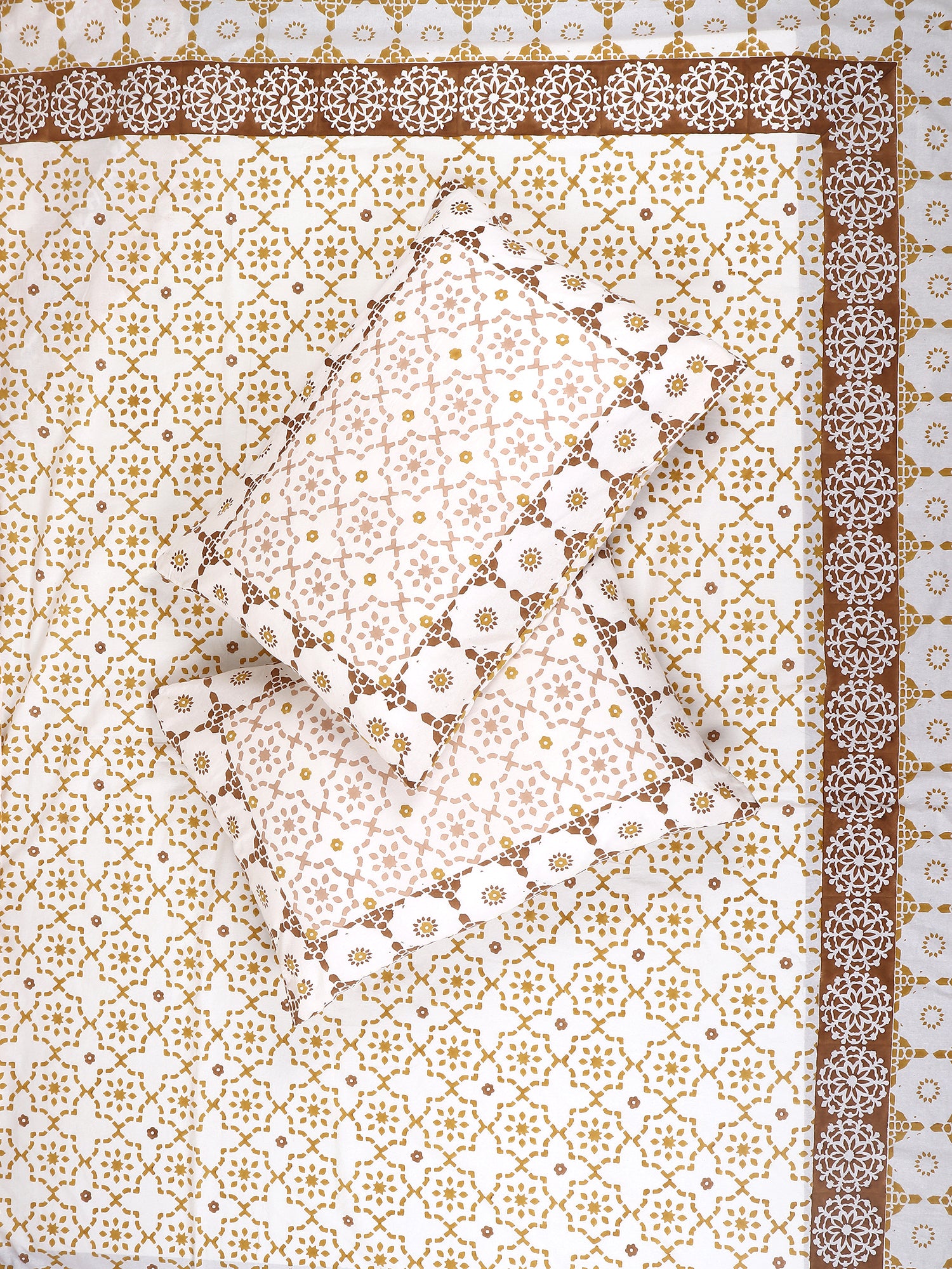 RESTIQUE COTTON PRINTED DOUBLE BEDSHEET WITH PILLOW