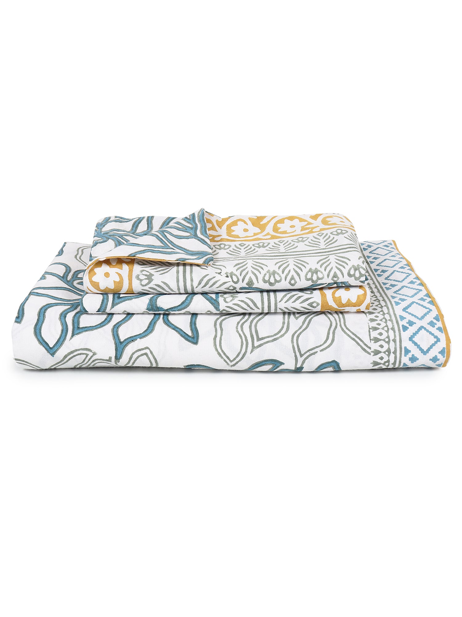 DOZORA COTTON PRINTED DOUBLE BEDSHEET WITH PILLOW