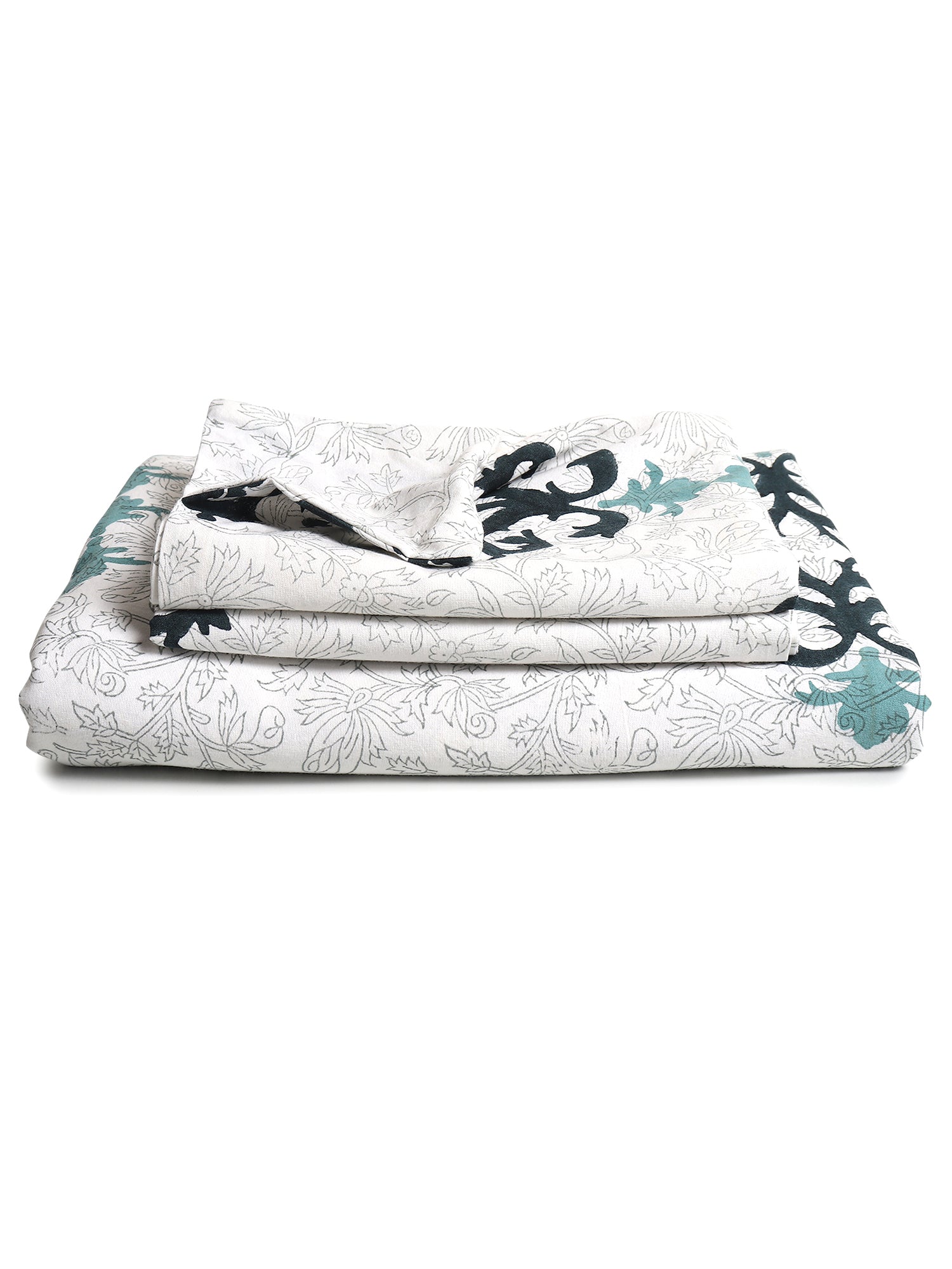 SLUMBERA COTTON PRINTED DOUBLE BEDSHEET WITH PILLOW
