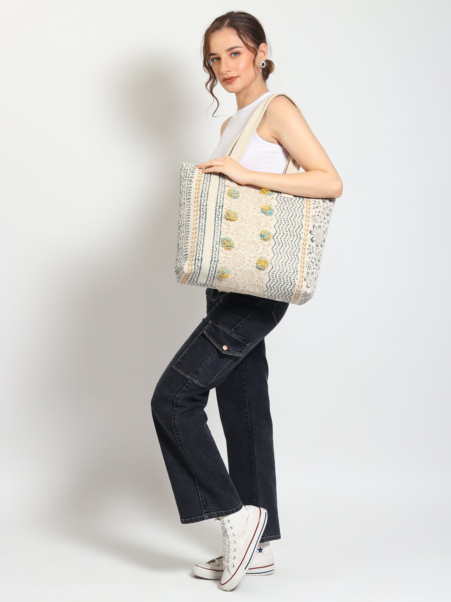 MARS - HAND BLOCK COTTON PRINTED TOTE BAG