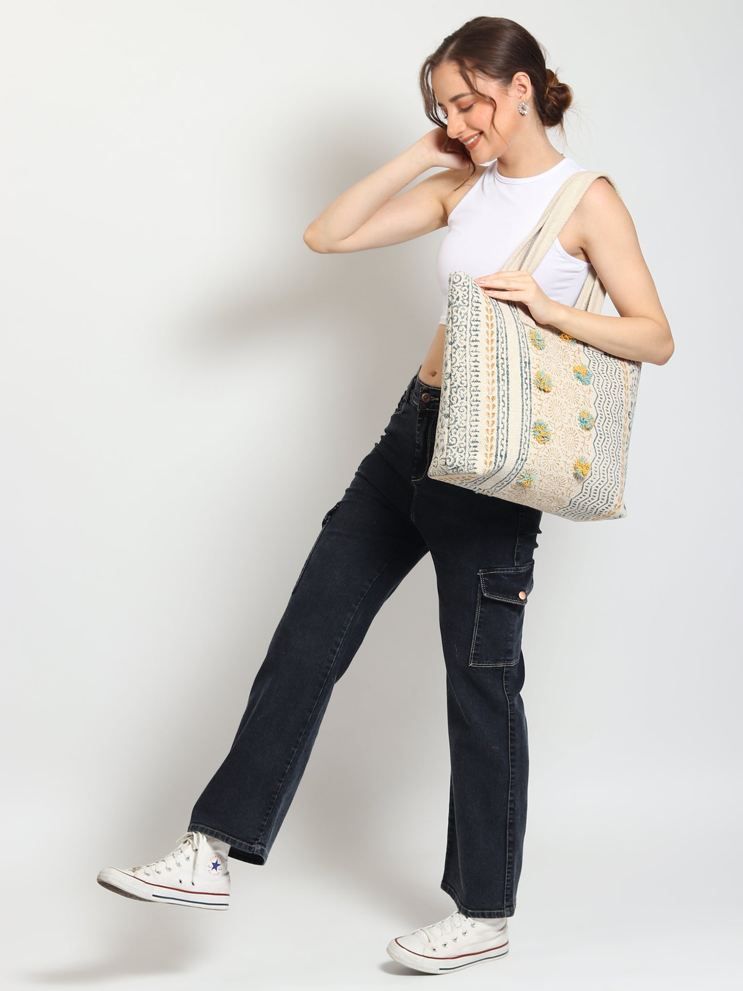 MARS - HAND BLOCK COTTON PRINTED TOTE BAG