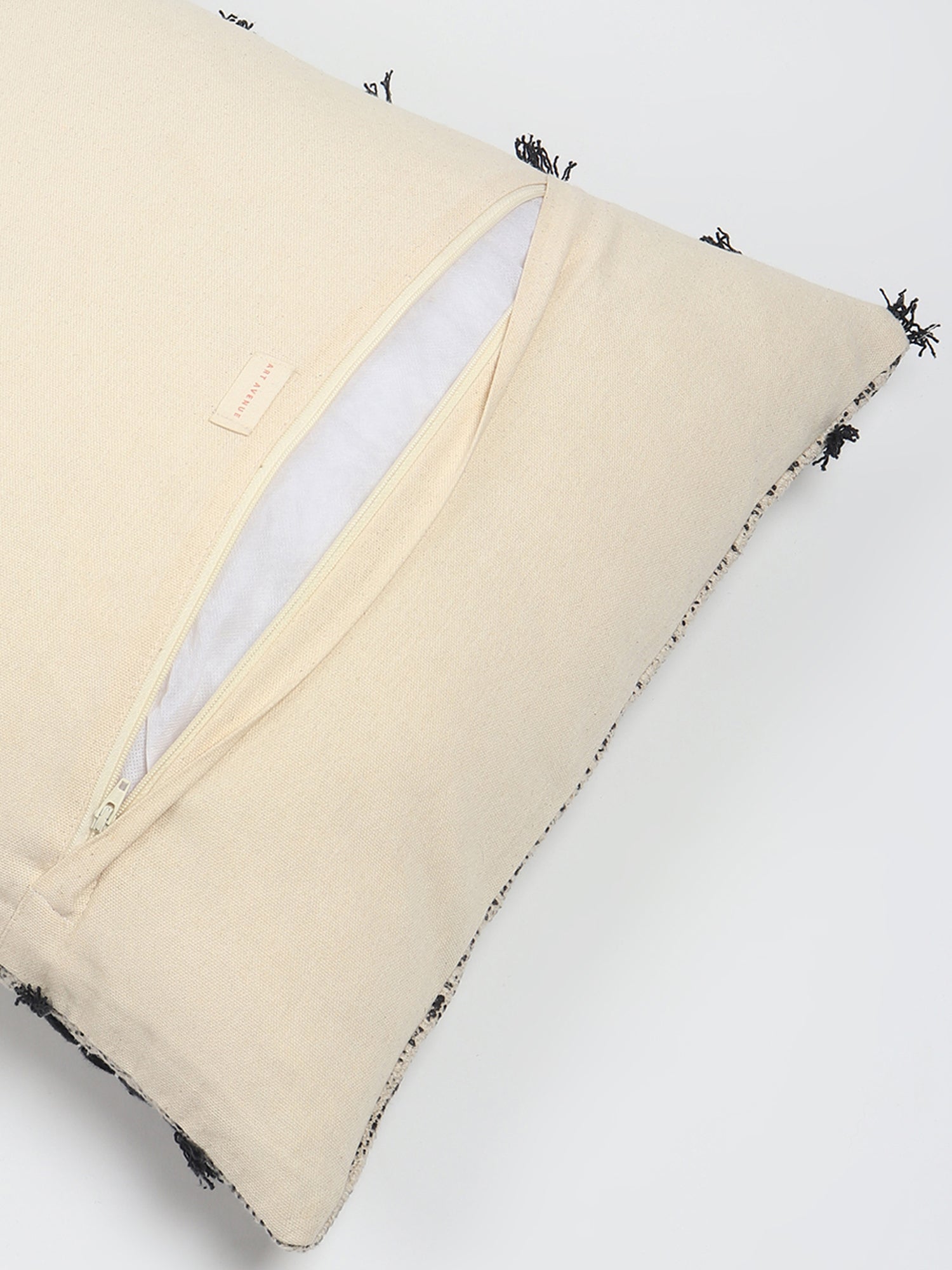 CHARCOAL WHIMSICAL HAVEN - BLOCK PRINTED SQUARE CUSHION COVER