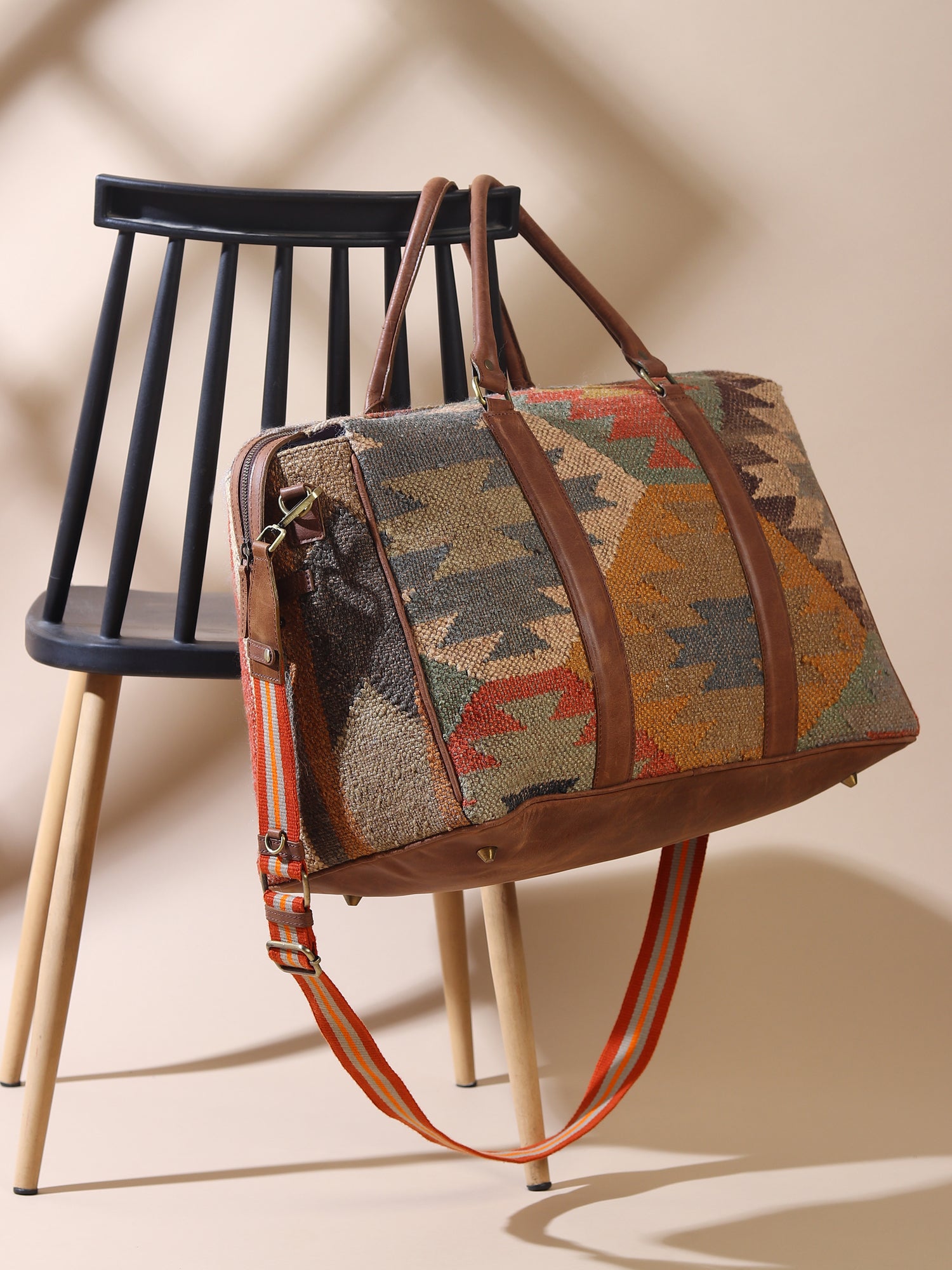 SHARANT - KILIM & LEATHER DUFFLE BAG