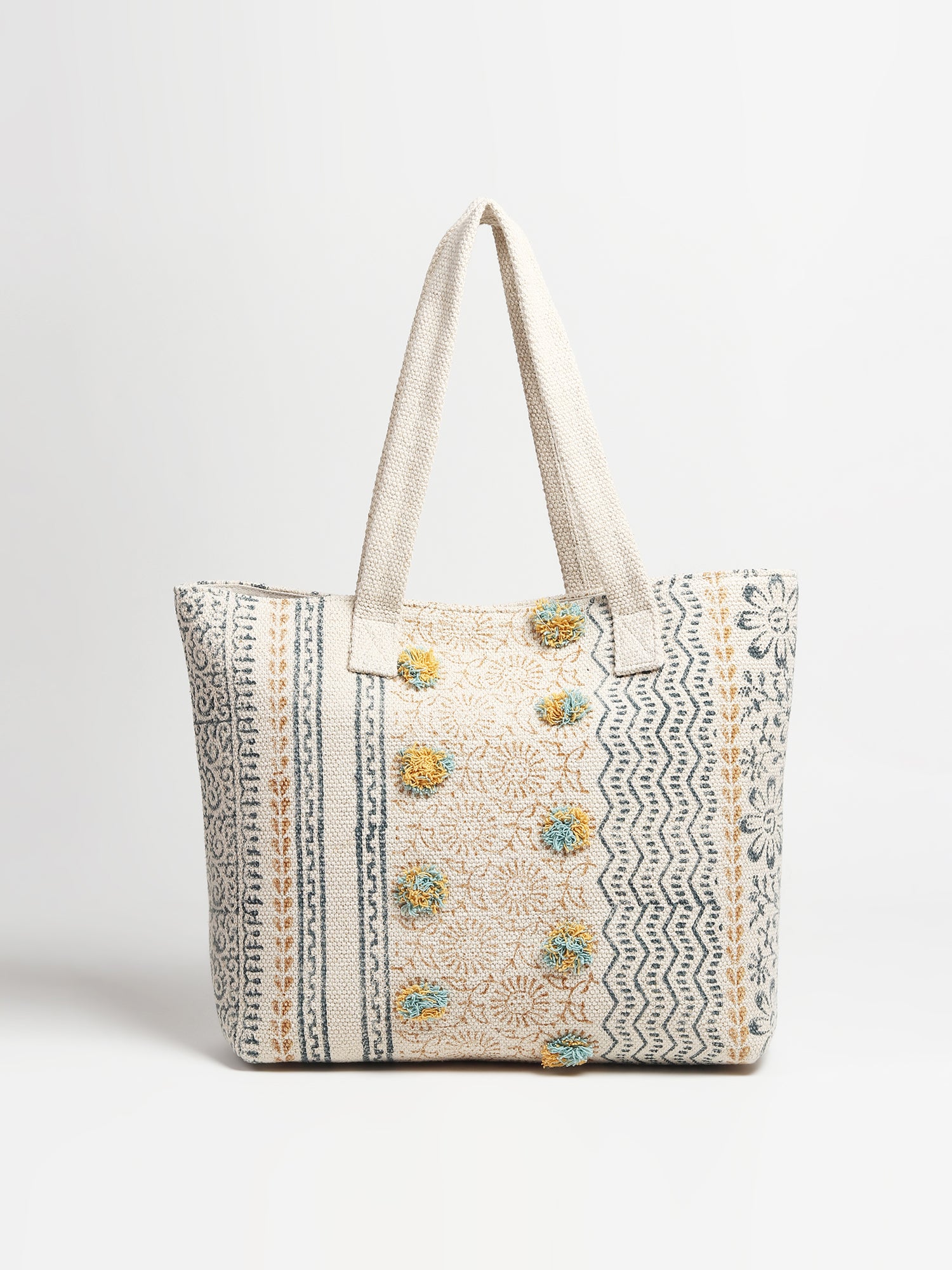 MARS HAND BLOCK COTTON PRINTED TOTE BAG - Main Image