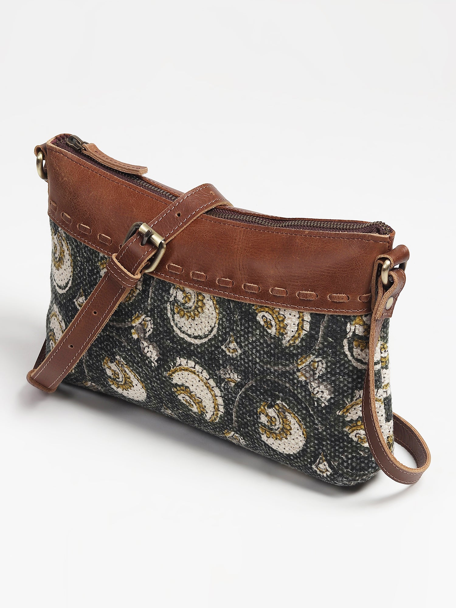 ADAM - LEATHER & PRINTED FABRIC SLING BAG