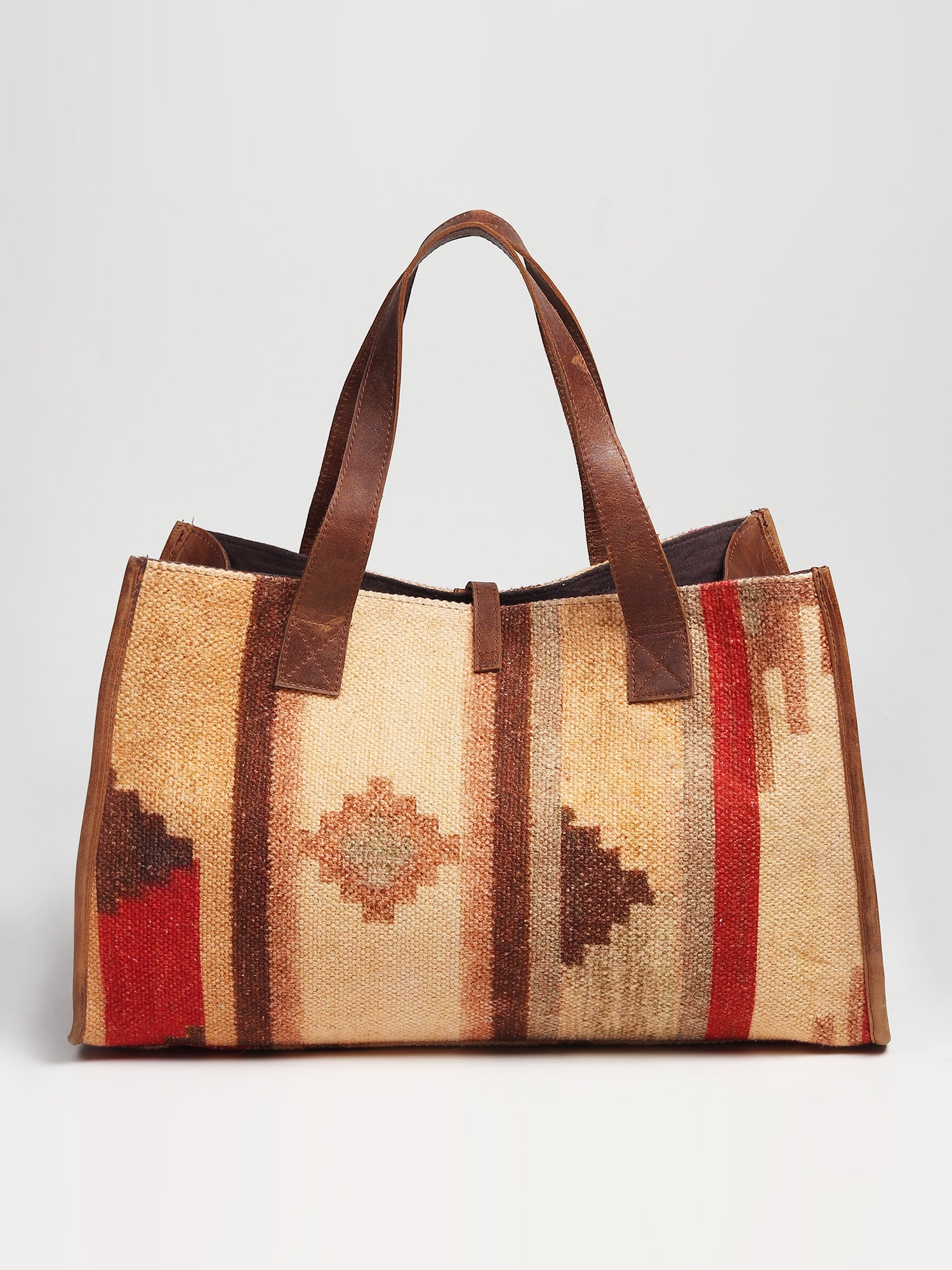 NATALIE - PRINTED KILIM & LEATHER HAND BAG