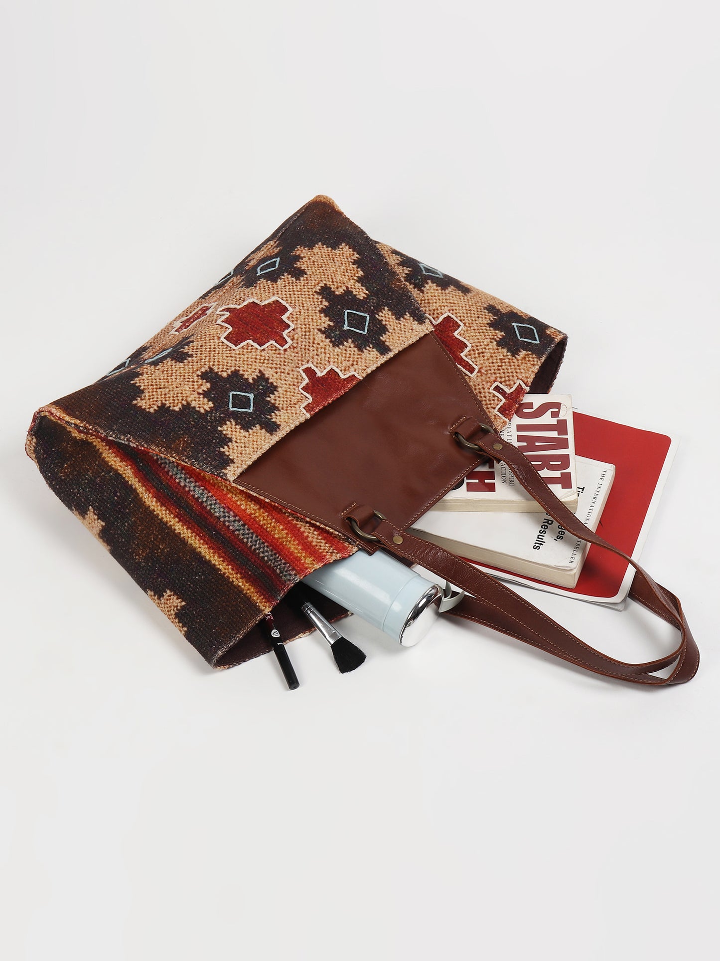 ZEMIN - PRINTED KILIM & LEATHER HAND BAG