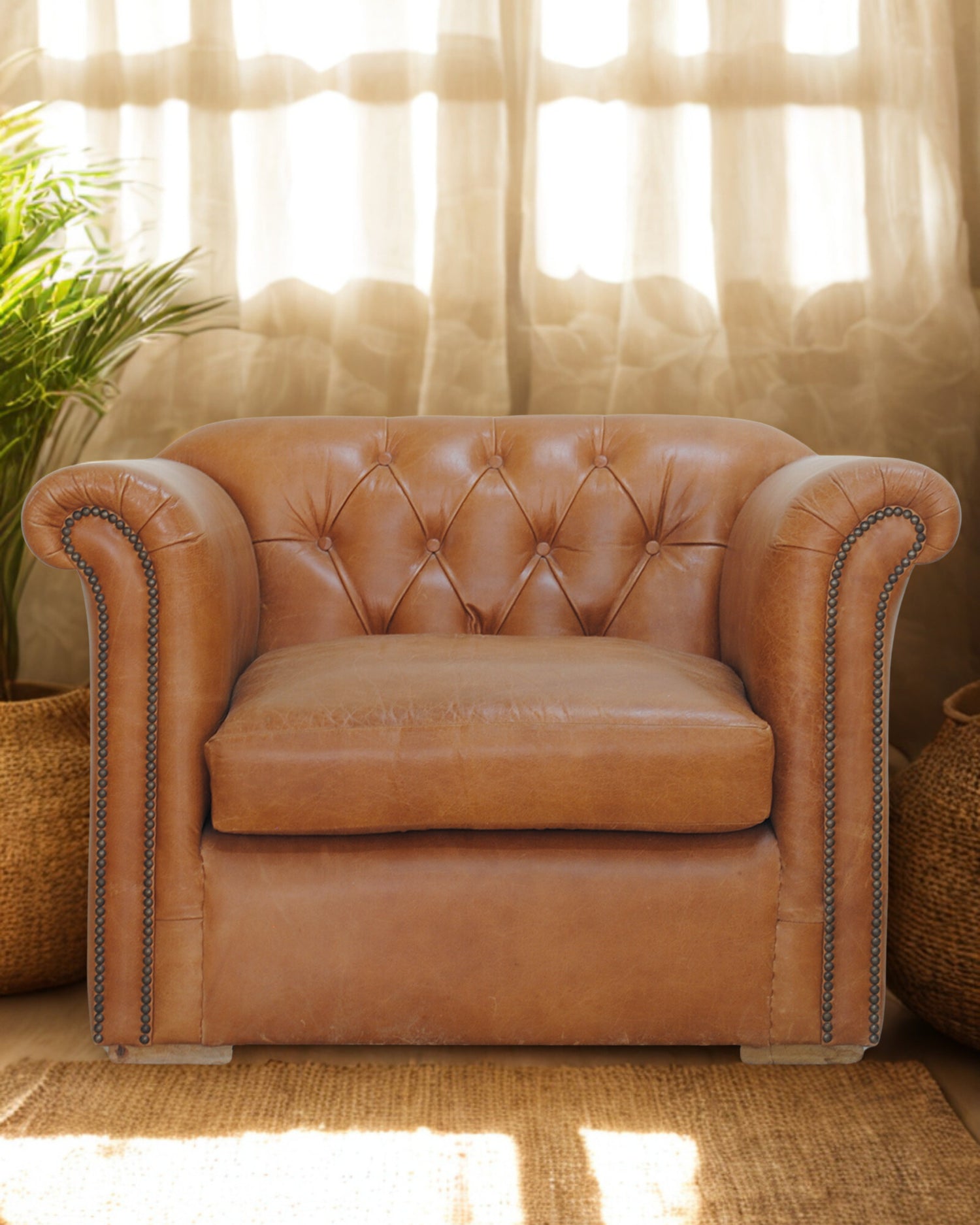 ARBOR LEATHER WING BACK ARM CHAIR