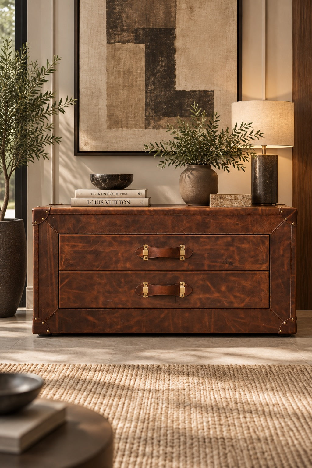 Deogarh Leather Drawer Trunk