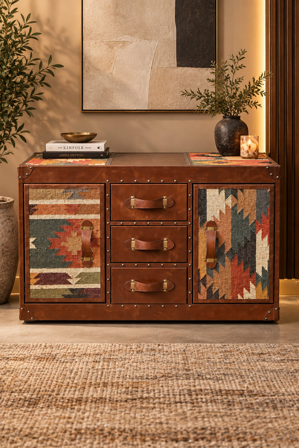 Rohet Kilim & Leather Sideboard