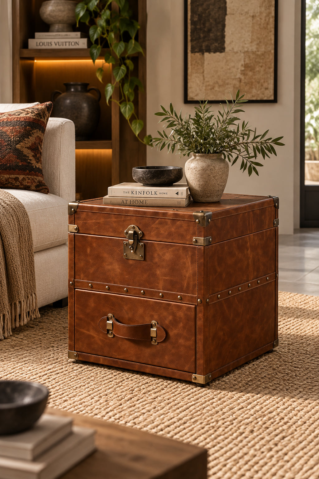 Morbagh leather trunk side table by Art Avenue, made to order