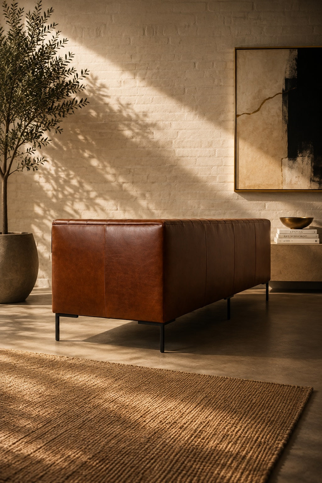 Windsor tufted leather sofa by Art Avenue, handmade to order — image 3 of 6
