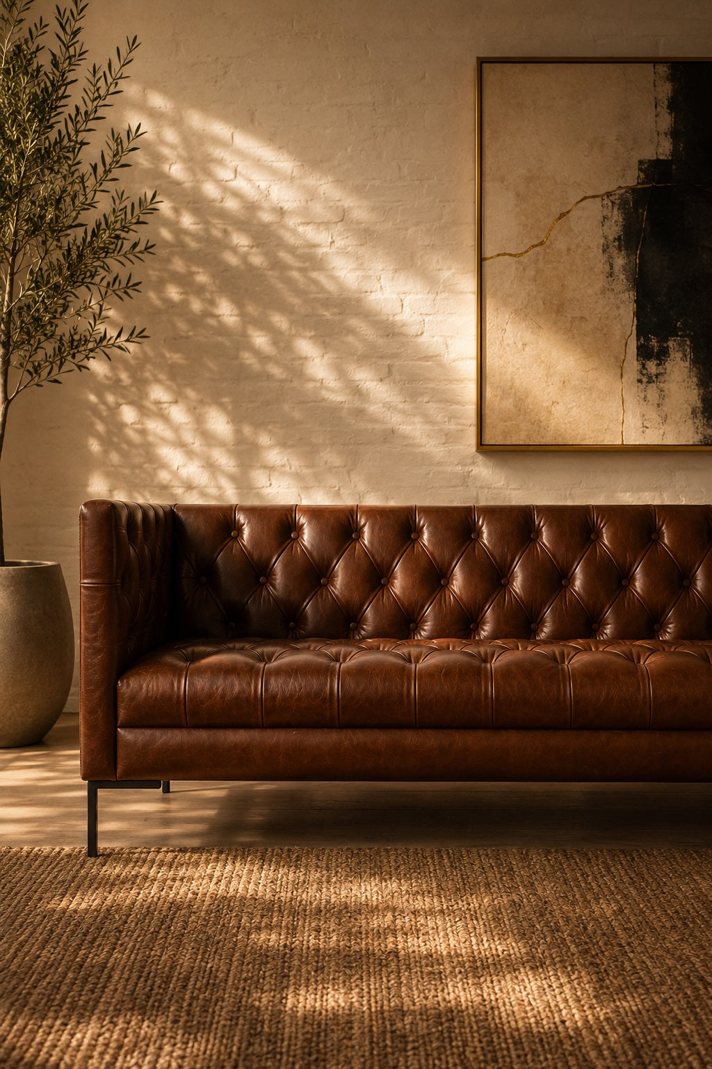 Windsor tufted leather sofa by Art Avenue, handmade to order — image 5 of 6