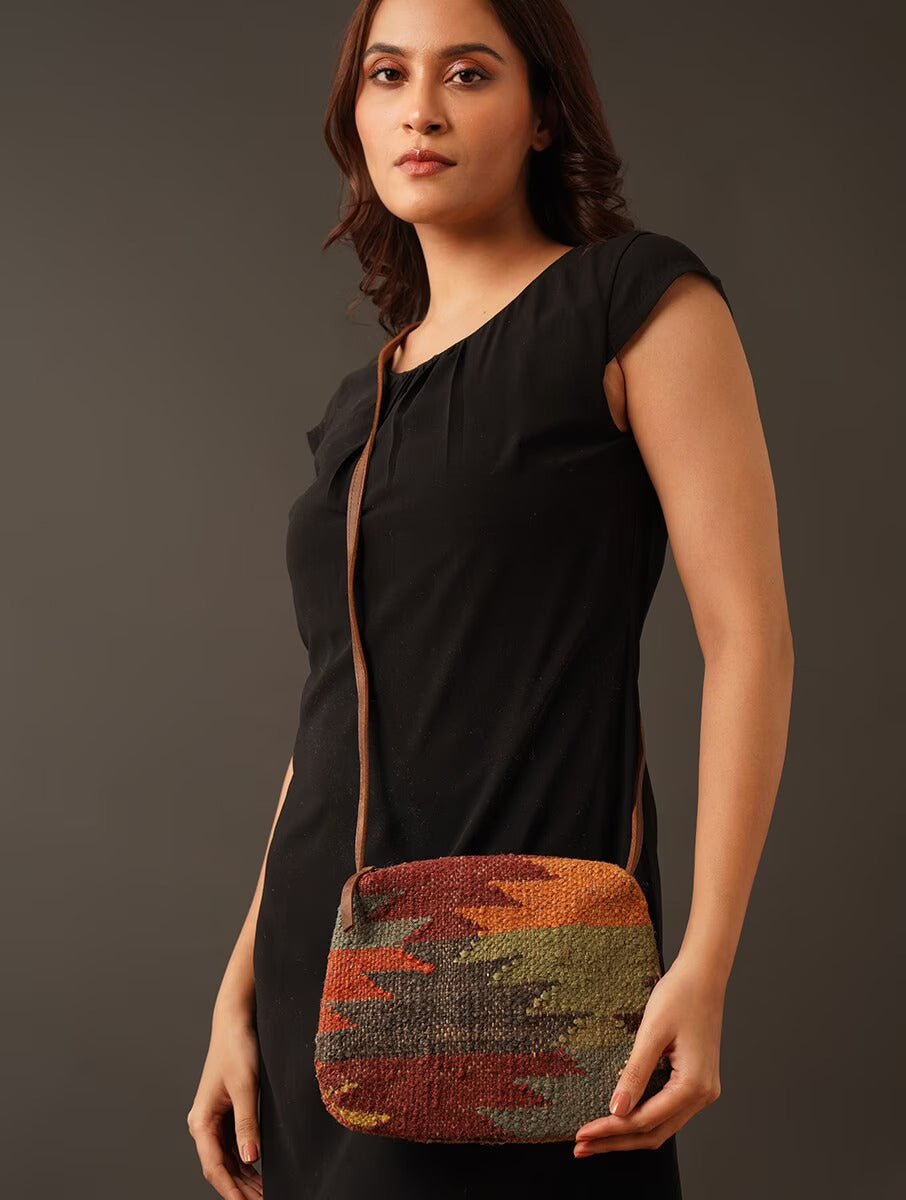 ALPHA - KILIM and LEATHER SLING BAG - ART AVENUE