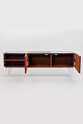 AUSTIN TV UNIT - ALUMINIUM AND LEATHER - ART AVENUE