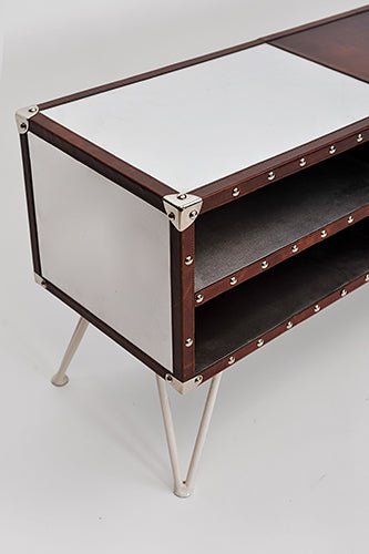 AUSTIN TV UNIT - ALUMINIUM AND LEATHER - ART AVENUE