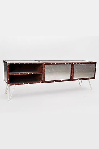 AUSTIN TV UNIT - ALUMINIUM AND LEATHER - ART AVENUE