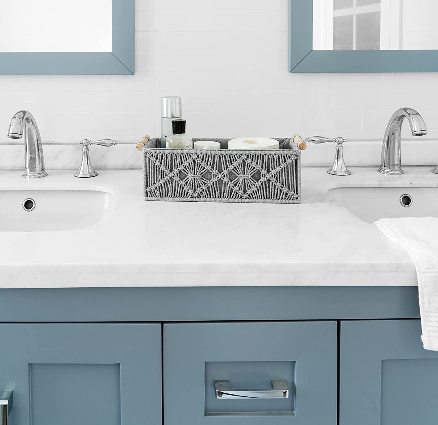 GRASP MACRAME BASKET GREY - ART AVENUE