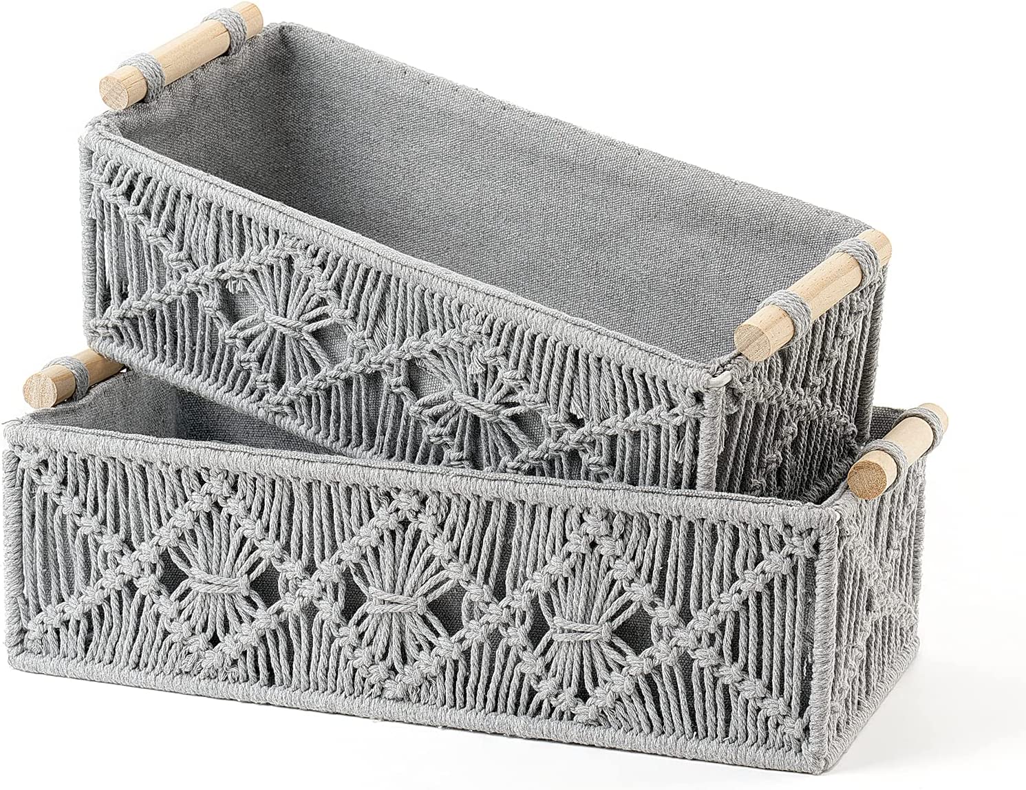 GRASP MACRAME BASKET GREY - ART AVENUE