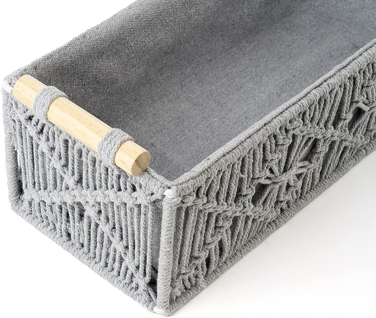 GRASP MACRAME BASKET GREY - ART AVENUE