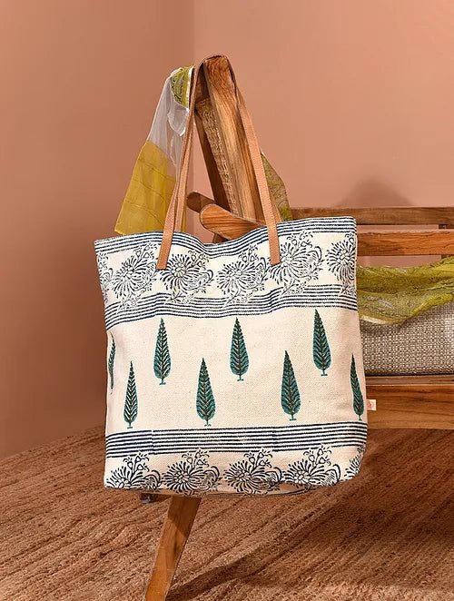 ZINK BLOCK PRINTED TOTE BAG