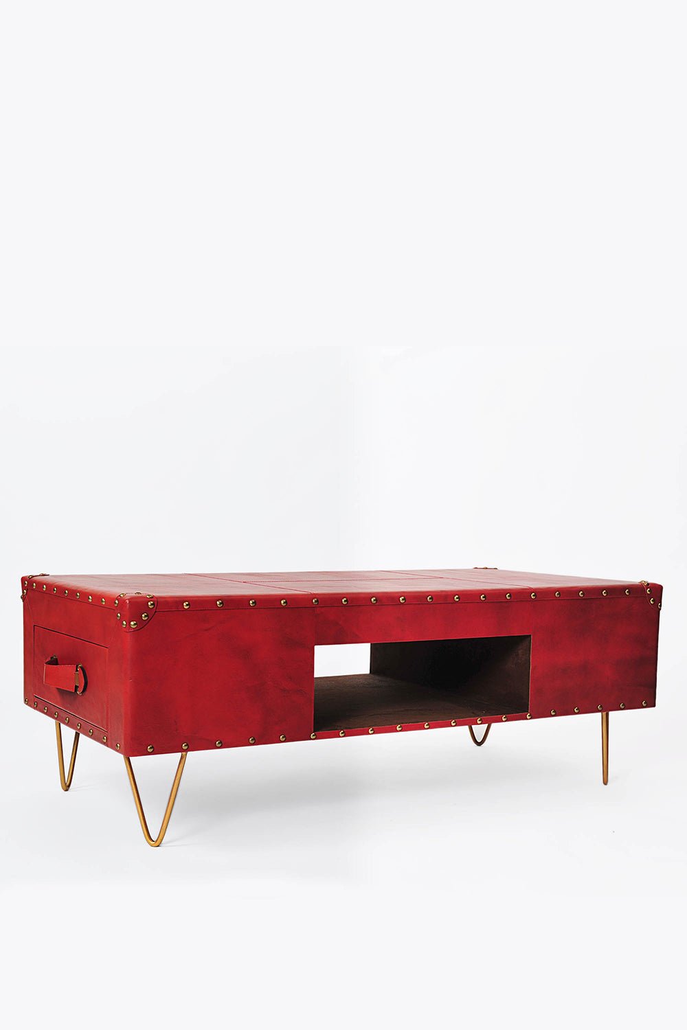 ROSE COFFEE TABLE IN LEATHER WITH METAL LEGS - ART AVENUE
