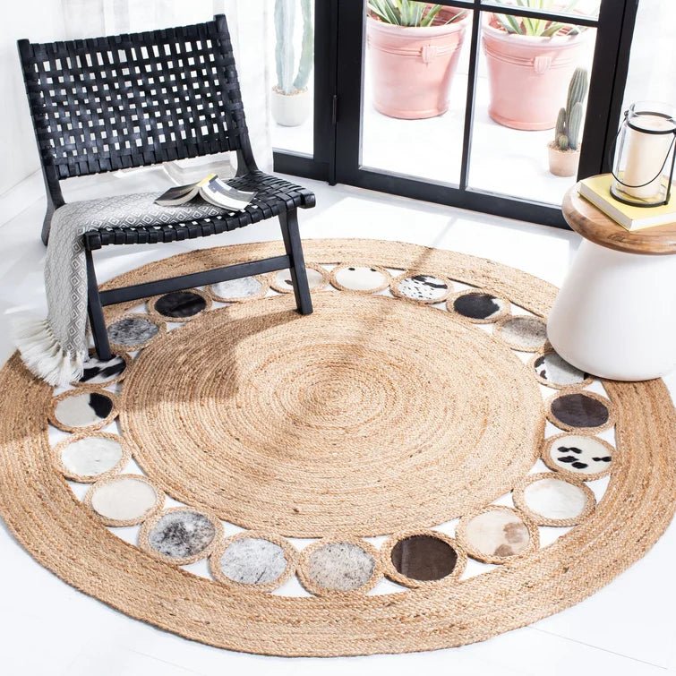 COOKE- ROUND JUTE BEIGE SILVER RUG - ART AVENUE