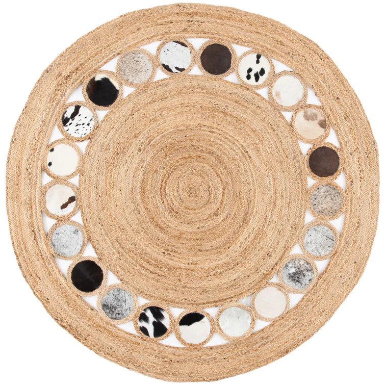 COOKE- ROUND JUTE BEIGE SILVER RUG - ART AVENUE