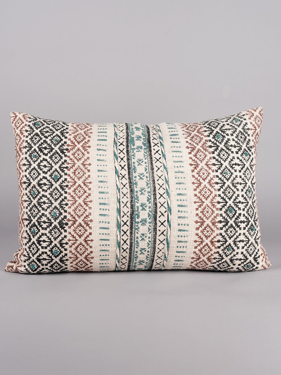 OBSIDIAN - BLOCK PRINTED LUMBAR CUSHION COVER - ART AVENUE