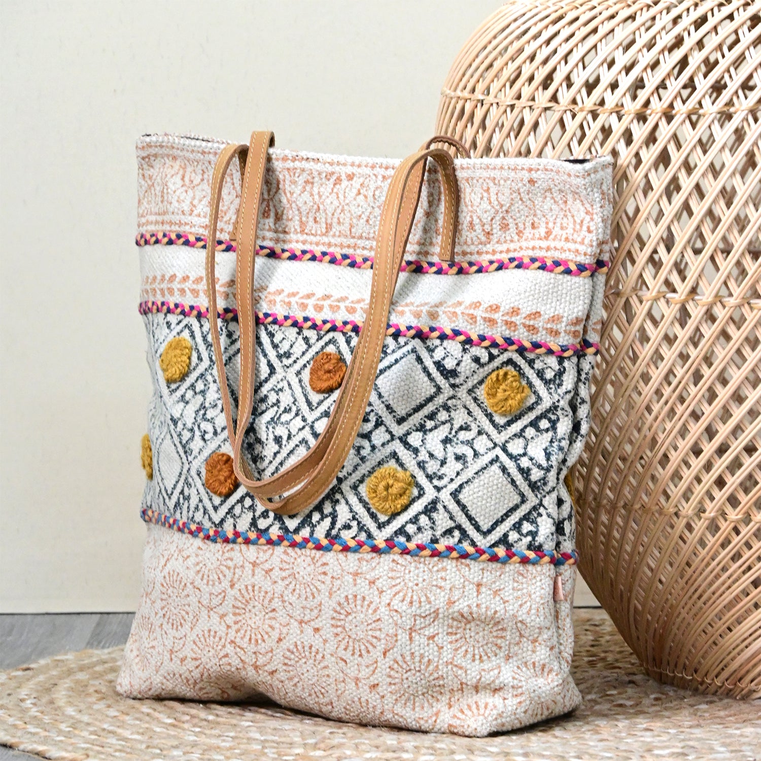 MAIZE - BLOCK PRINT TOTE BAG - ART AVENUE