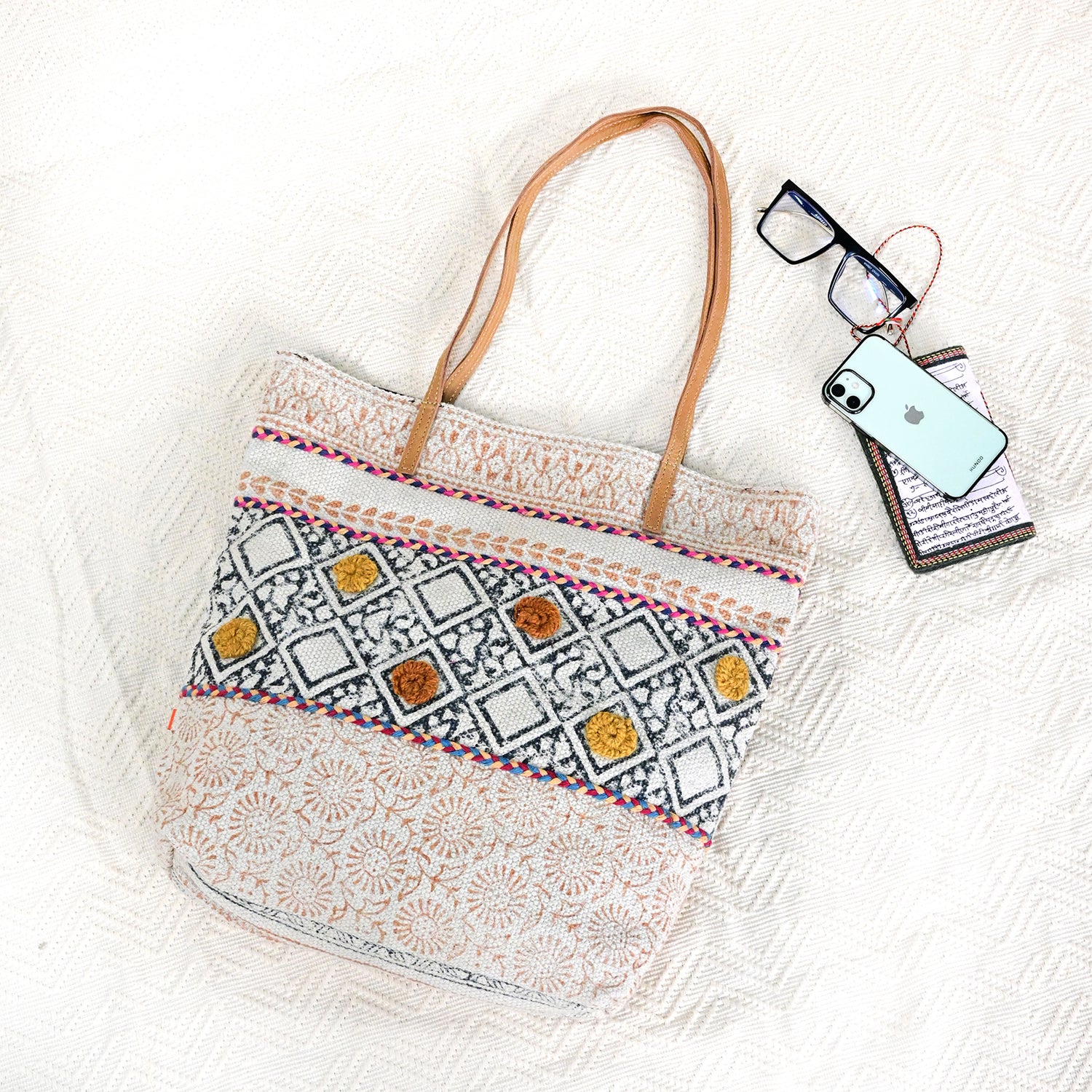 MAIZE - BLOCK PRINT TOTE BAG - ART AVENUE