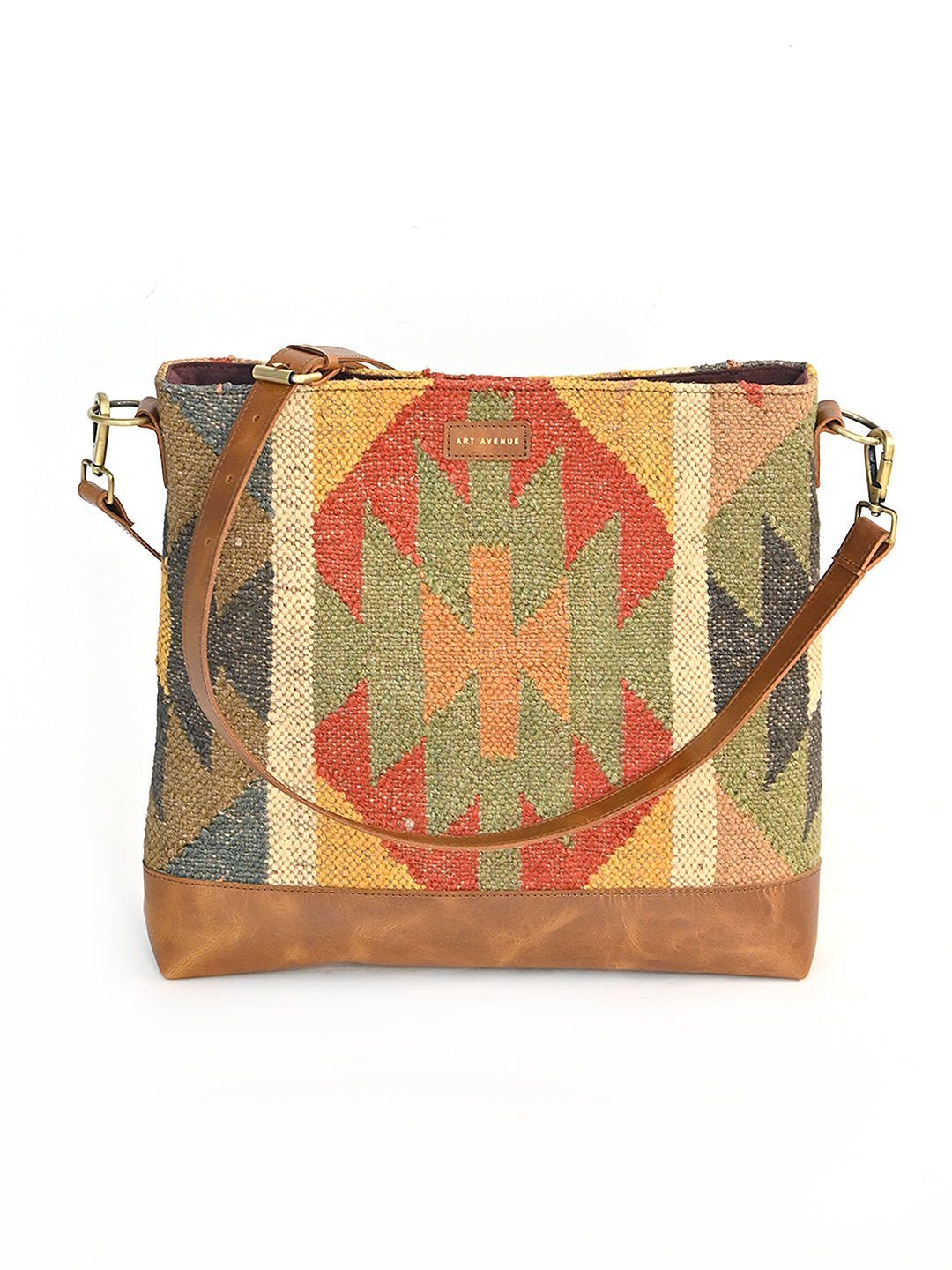 DAVINA - KILIM & LEATHER CROSS BODY SLING BAG - ART AVENUE