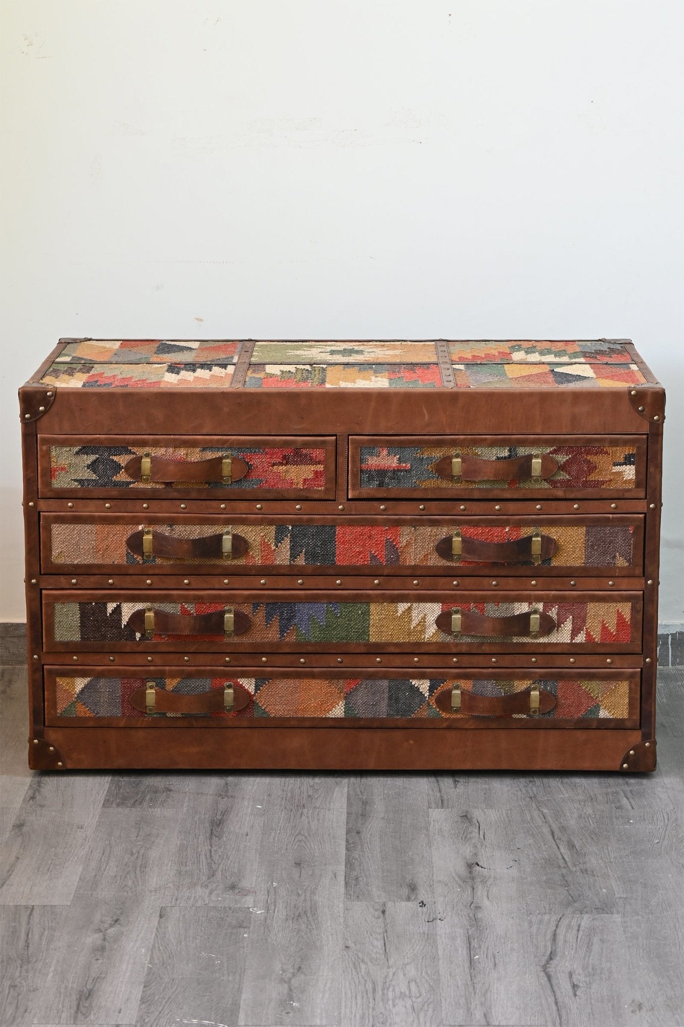 AXIS CHEST OF DRAWERS - KILIM AND LEATHER - ART AVENUE
