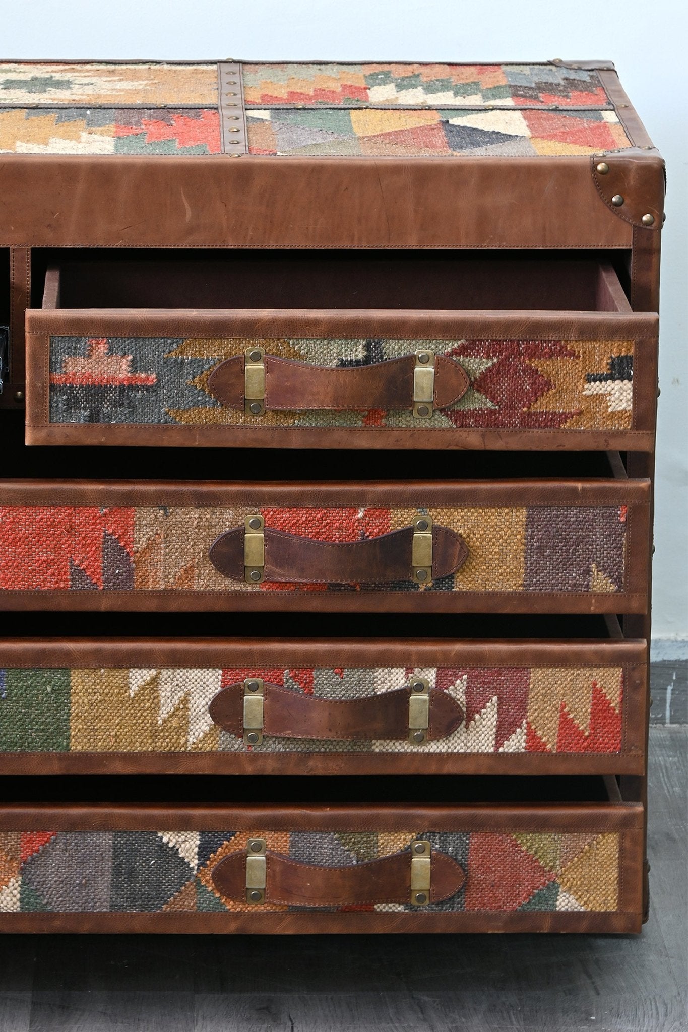 AXIS CHEST OF DRAWERS - KILIM AND LEATHER - ART AVENUE