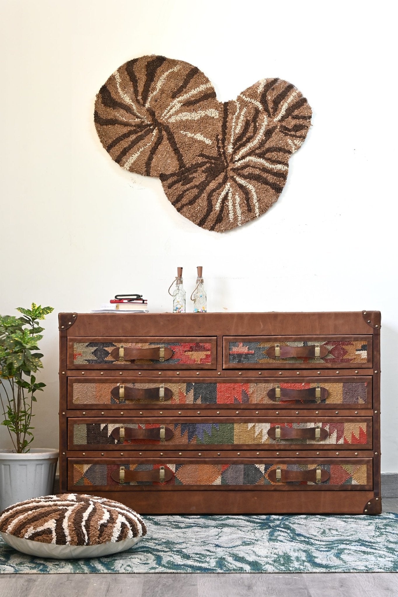 AXIS CHEST OF DRAWERS - KILIM AND LEATHER - ART AVENUE