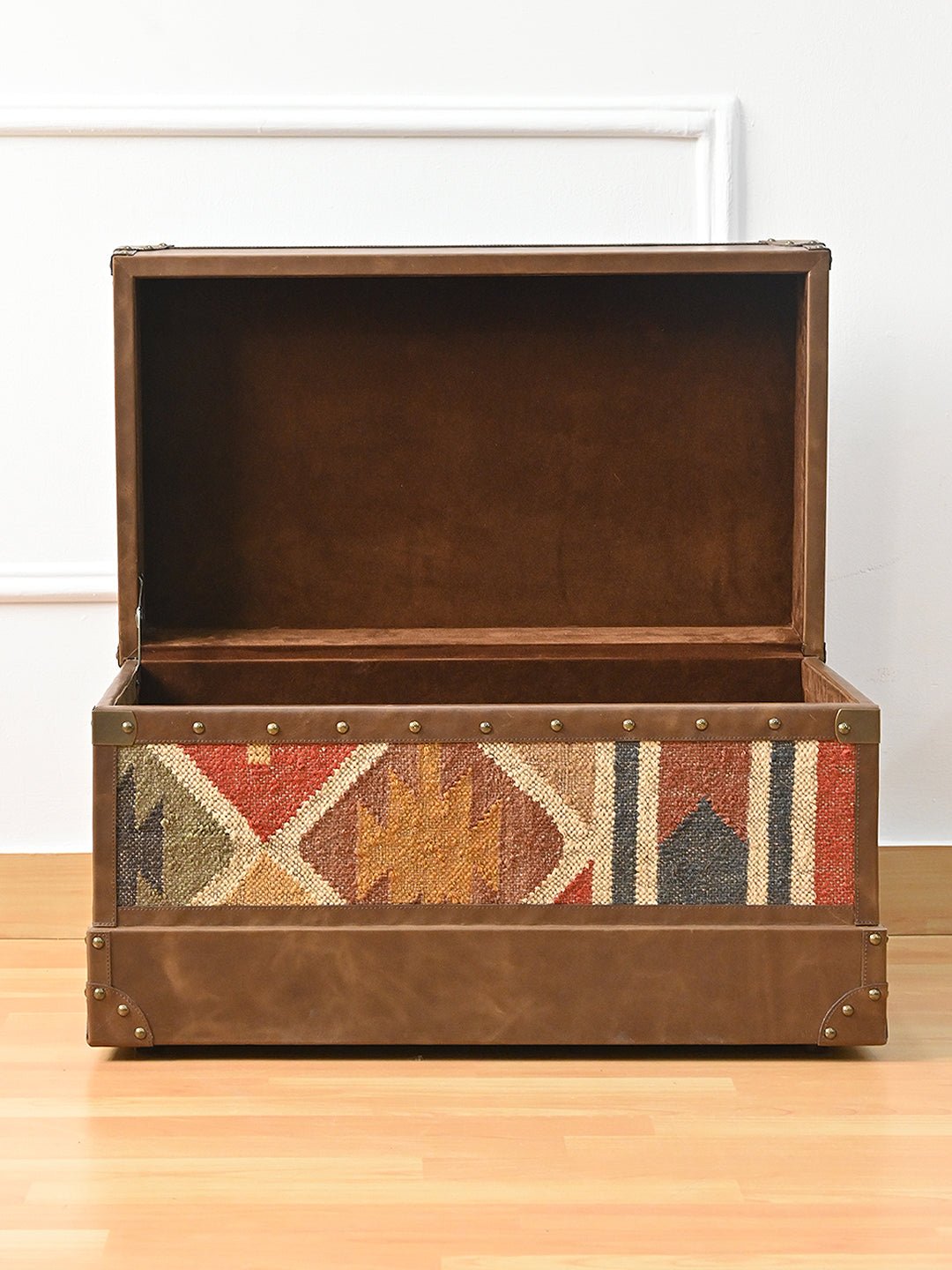 MERRIAM - LEATHER & KILIM TRUNK - ART AVENUE